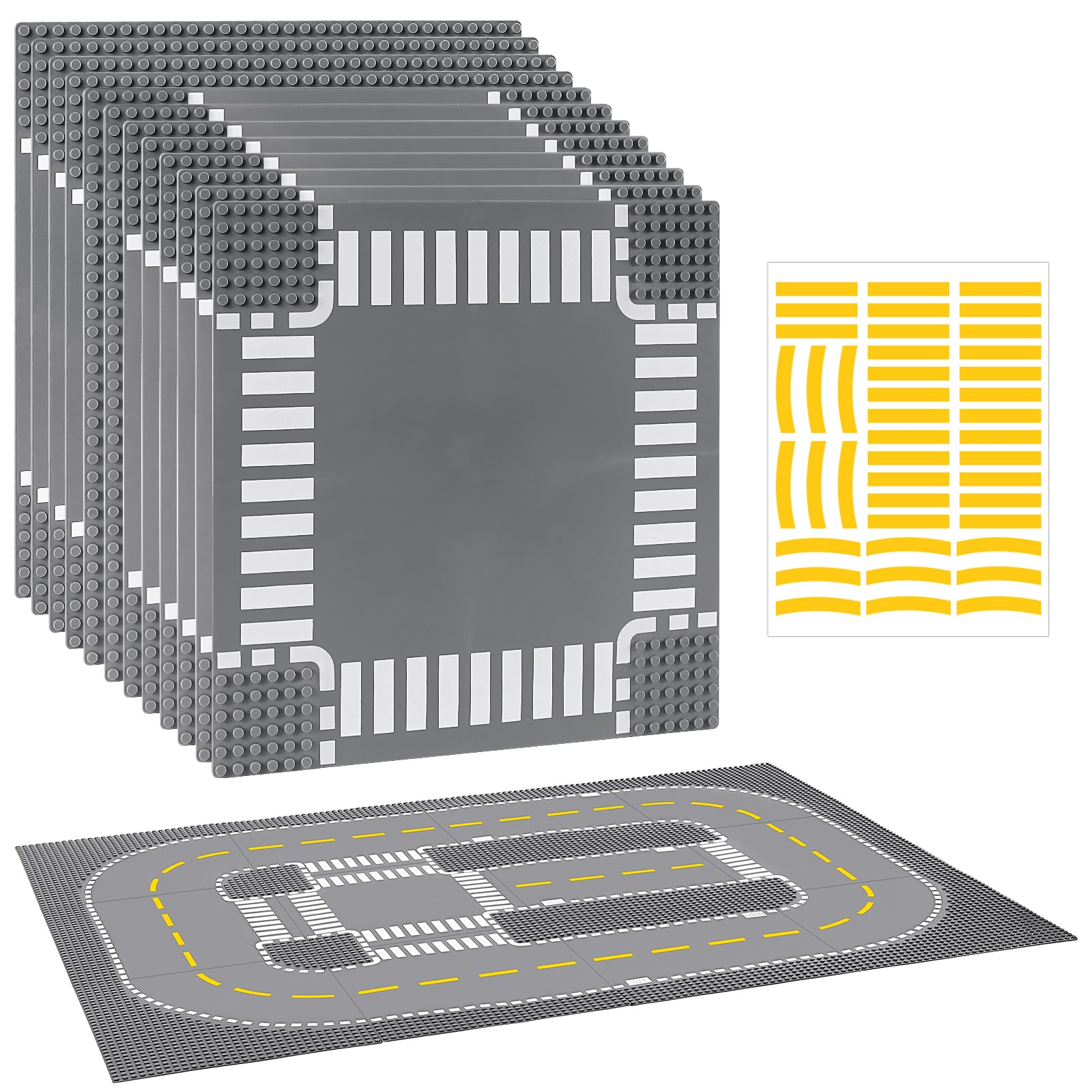 Pokiiulk 12 pack road baseplates 10x10 for sturdy city building