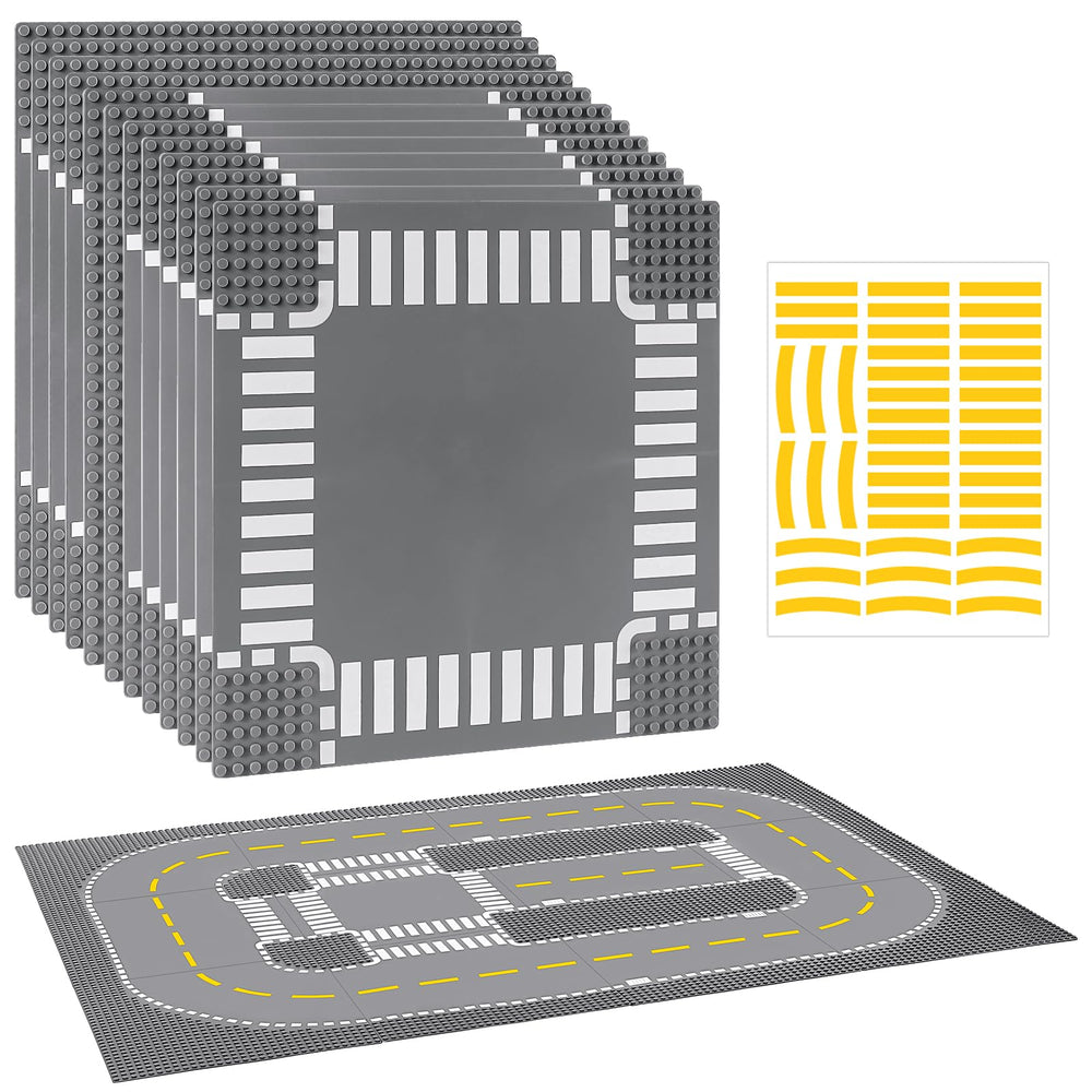 Pokiiulk 12 pack road baseplates 10x10 for sturdy city building
