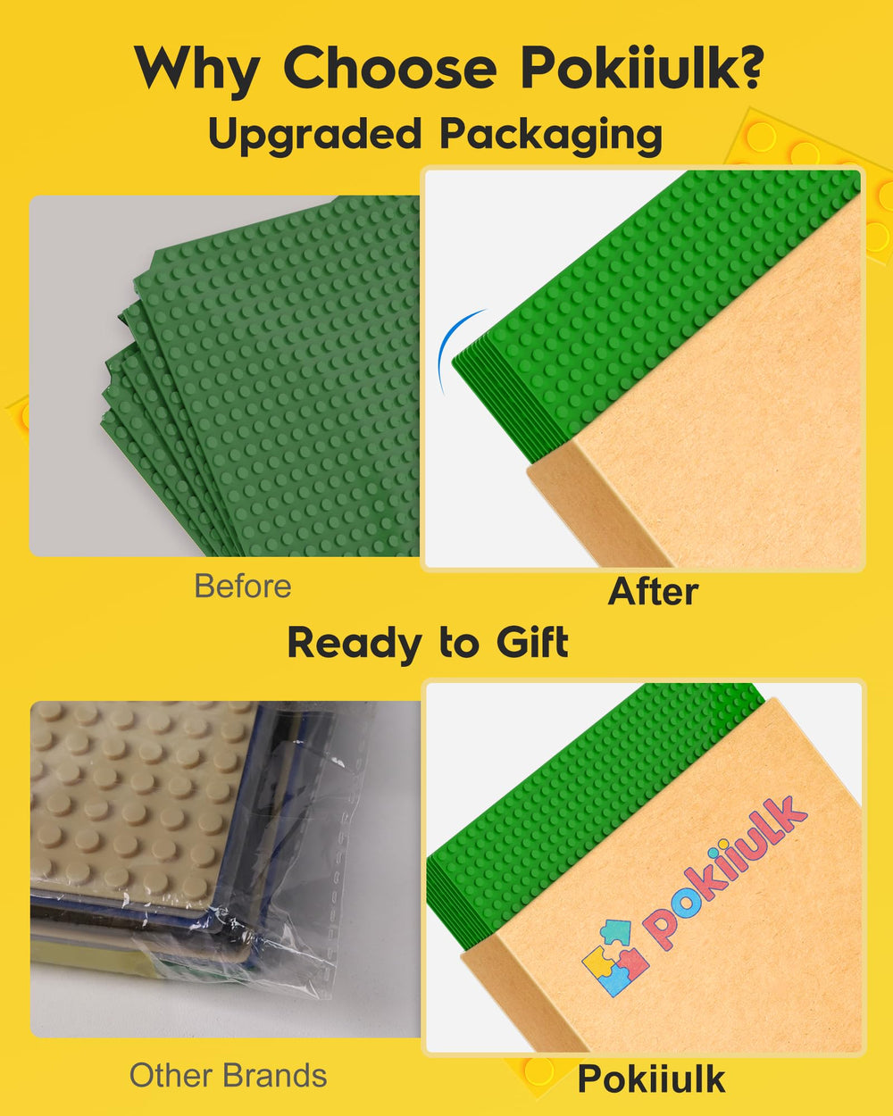 Pokiiulk 20-pack baseplates offer gift-ready foundations for creative play.