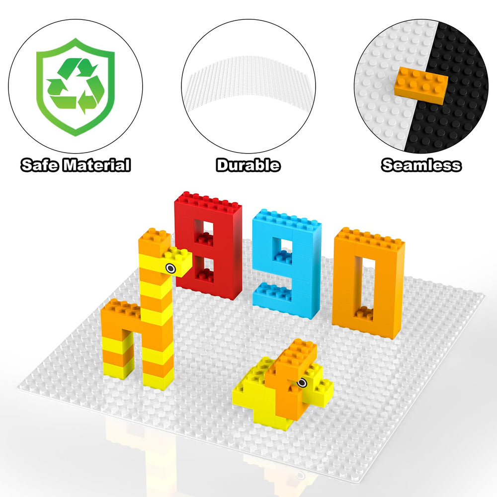 Pokiiulk baseplate helps organize bricks for neat, portable displays.