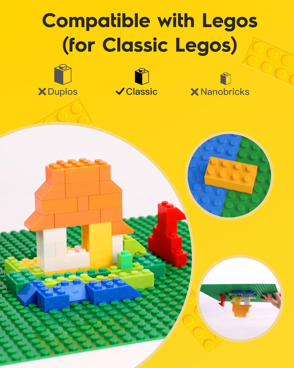 Pokiiulk baseplates LEGO-compatible for classic bricks.