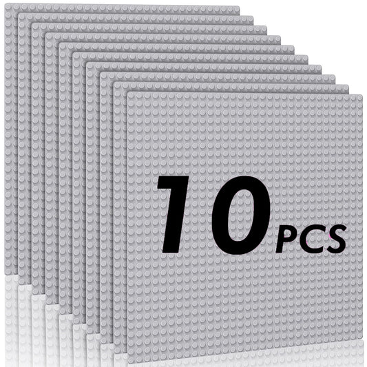 Pokiiulk classic baseplates pack 10 in 10x10 grey for versatile brick building