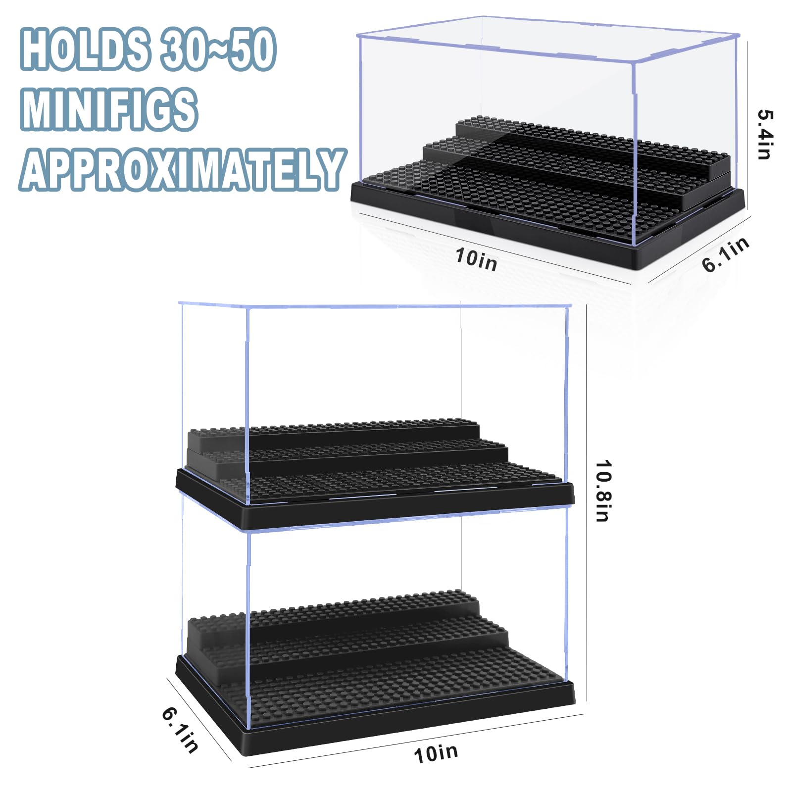 Pokiiulk clear acrylic display case highlights minifigures with clarity