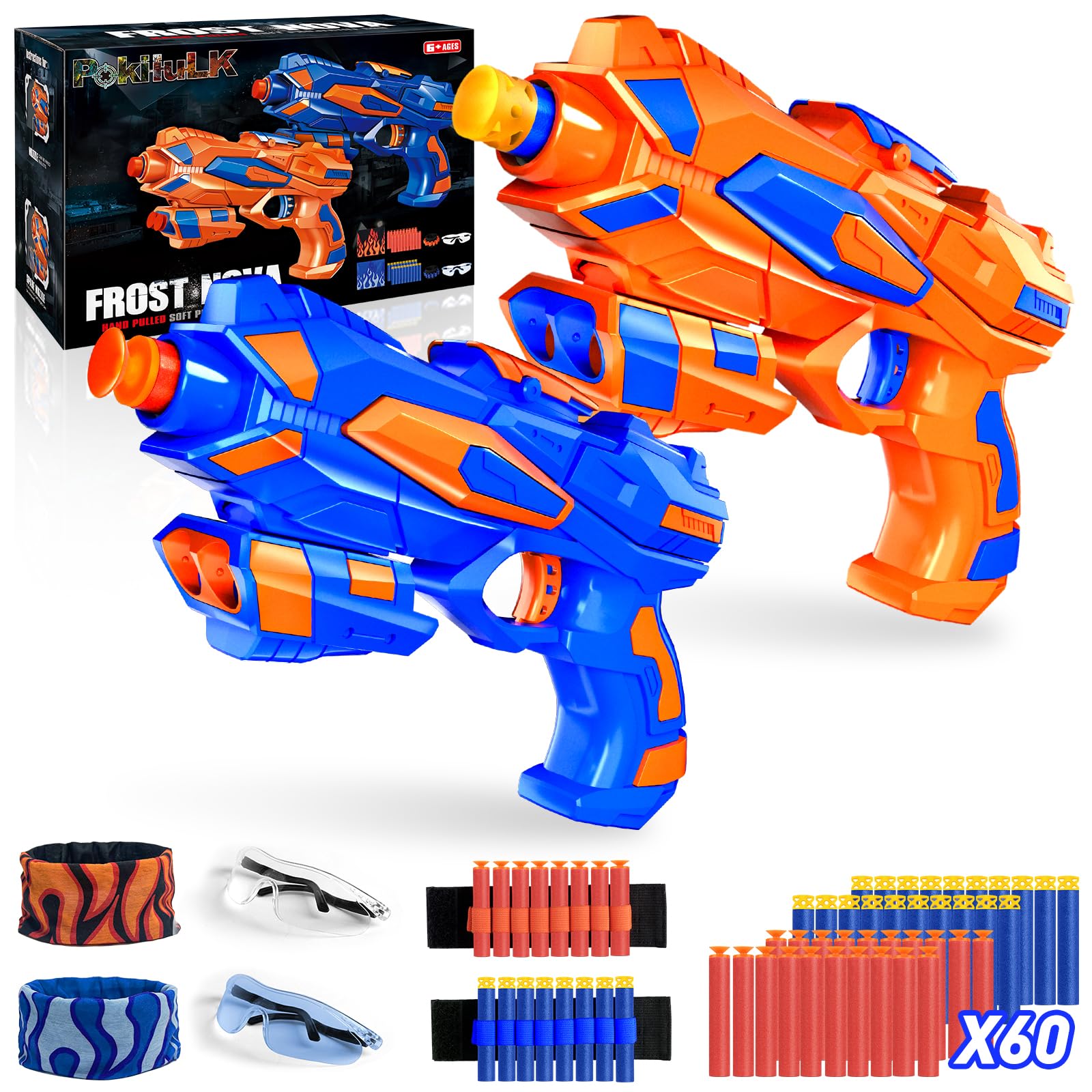 Pokiiulk foam blaster set with two guns for exciting, safe battles.