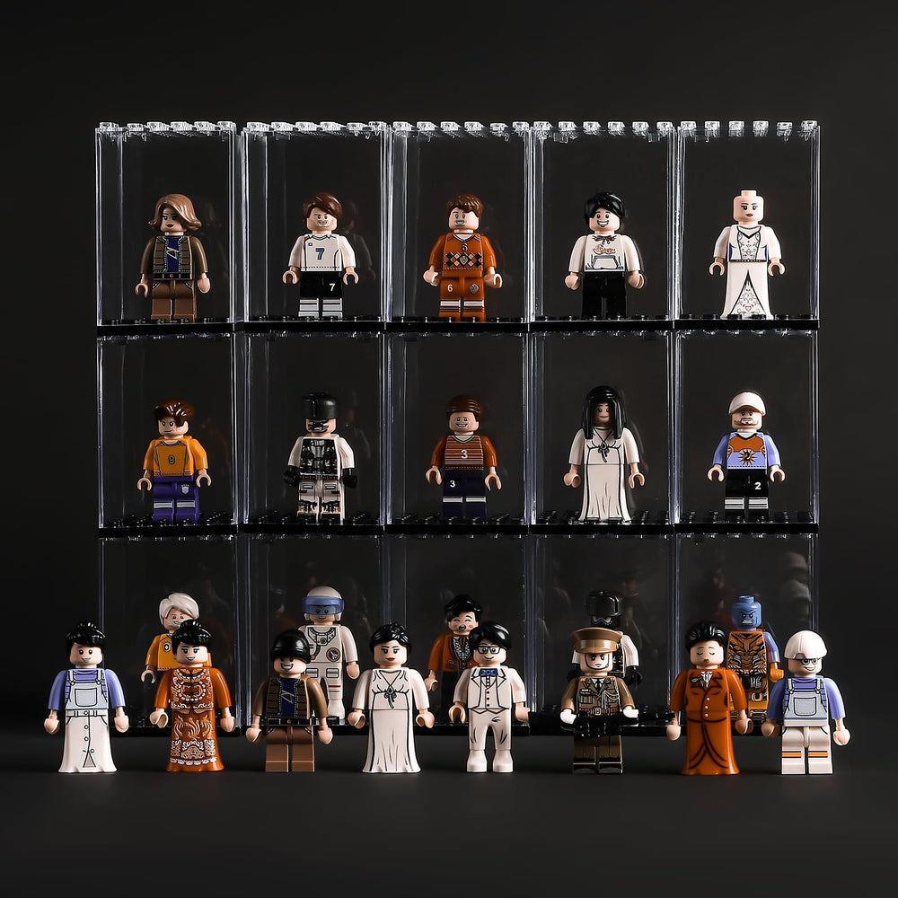 Pokiiulk display case helps collectors organize and showcase their minifigure collection.