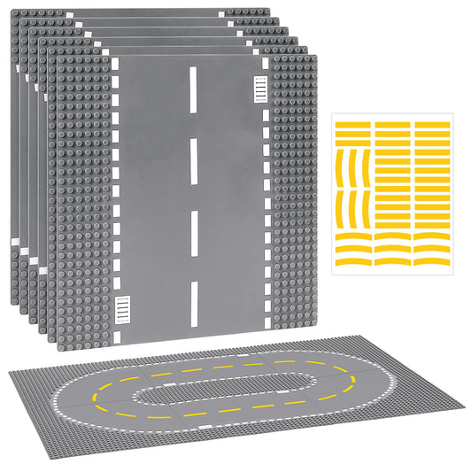 Pokiiulk road baseplates six-pack corner base for versatile city layouts.