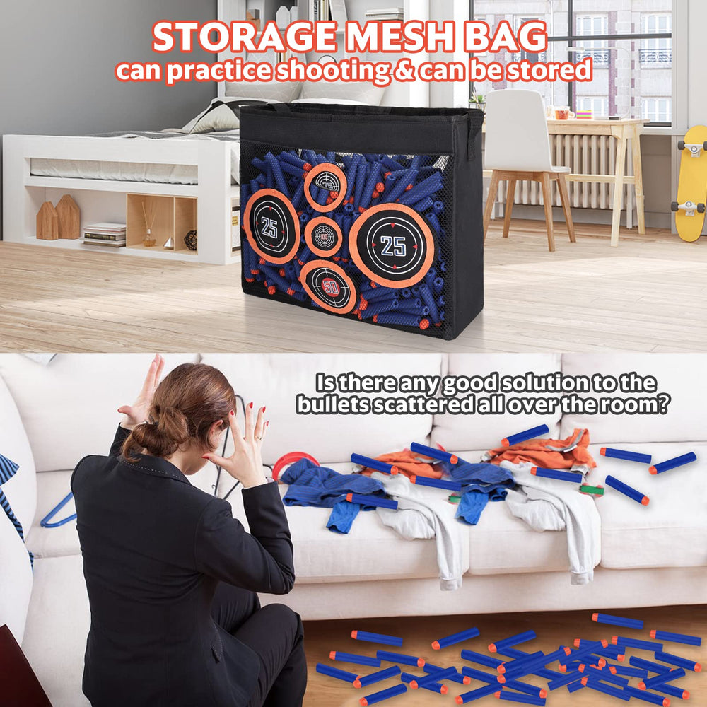 Pokiiulk toy storage mesh bag with portable target for practice