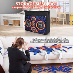 Pokiiulk toy storage mesh bag with portable target for practice