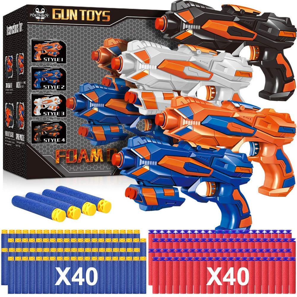 POKONBOY 4-pack blaster guns bundle for safe outdoor play and friendly battles.