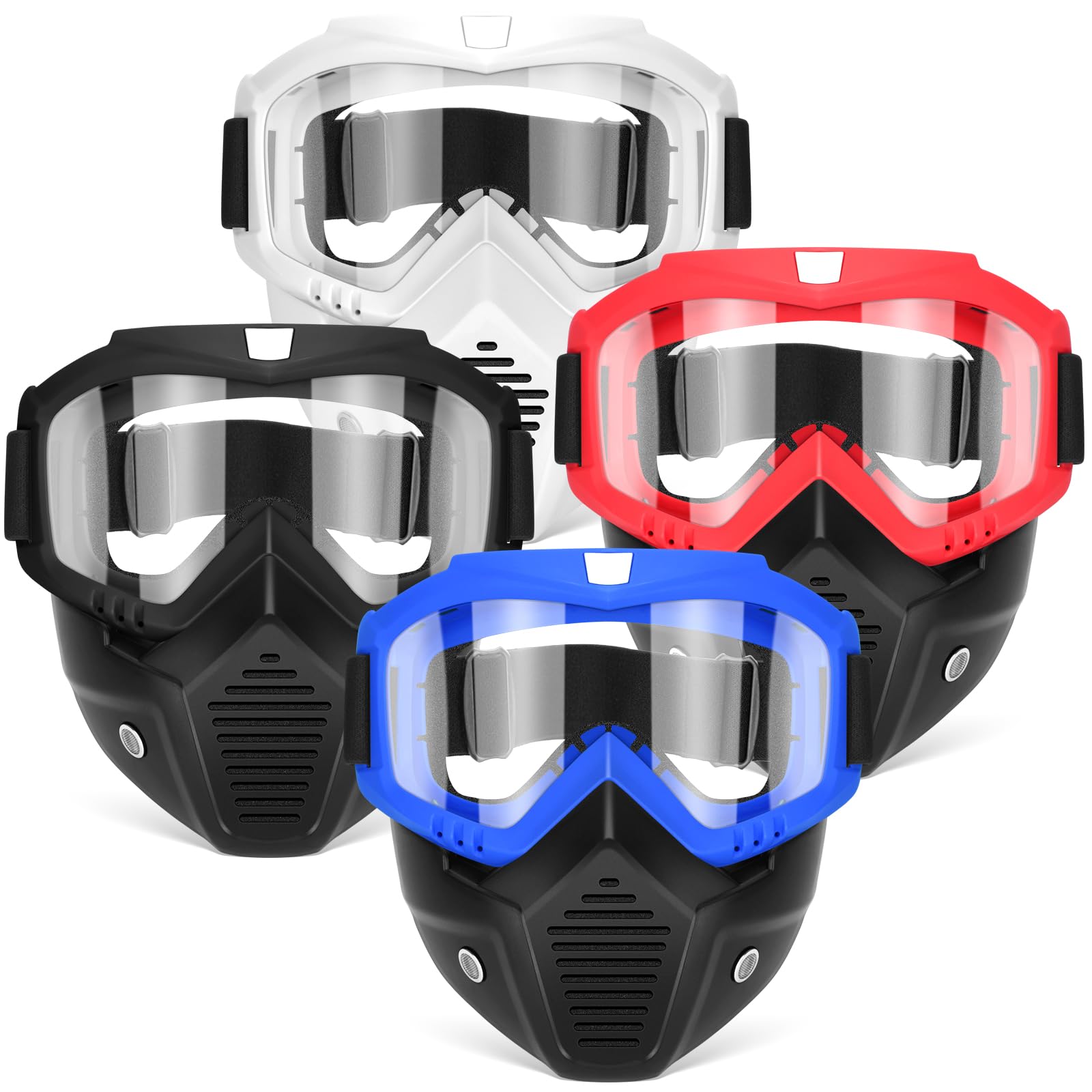 POKONBOY four-pack masks with goggles for enhanced eye protection during Nerf battles