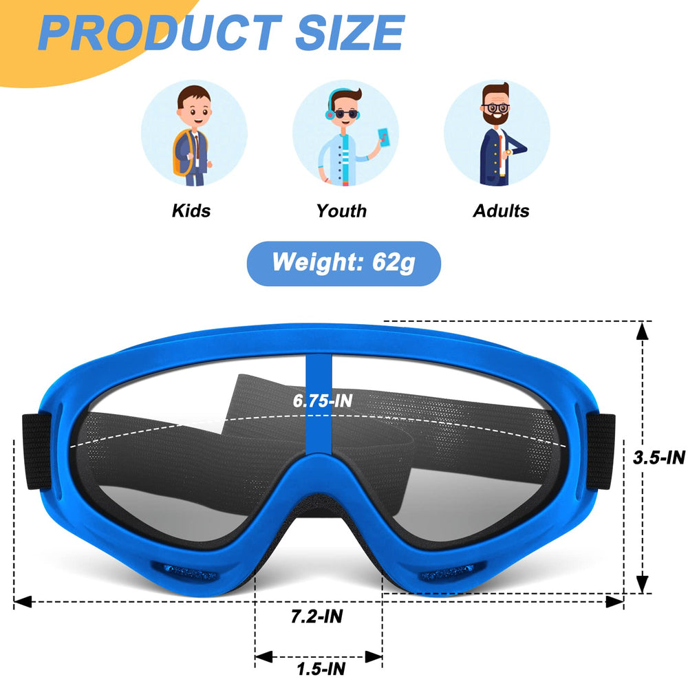 POKONBOY protective goggles blue frame offers clear view during fast foam battles.