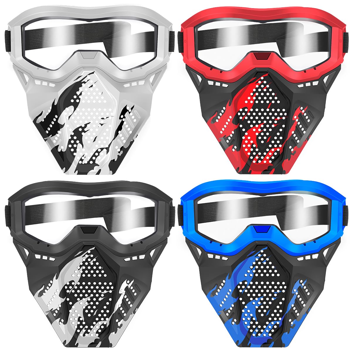 POKONBOY tactical mask for kids, compatible with Nerf blasters, enhances safe, immersive play.