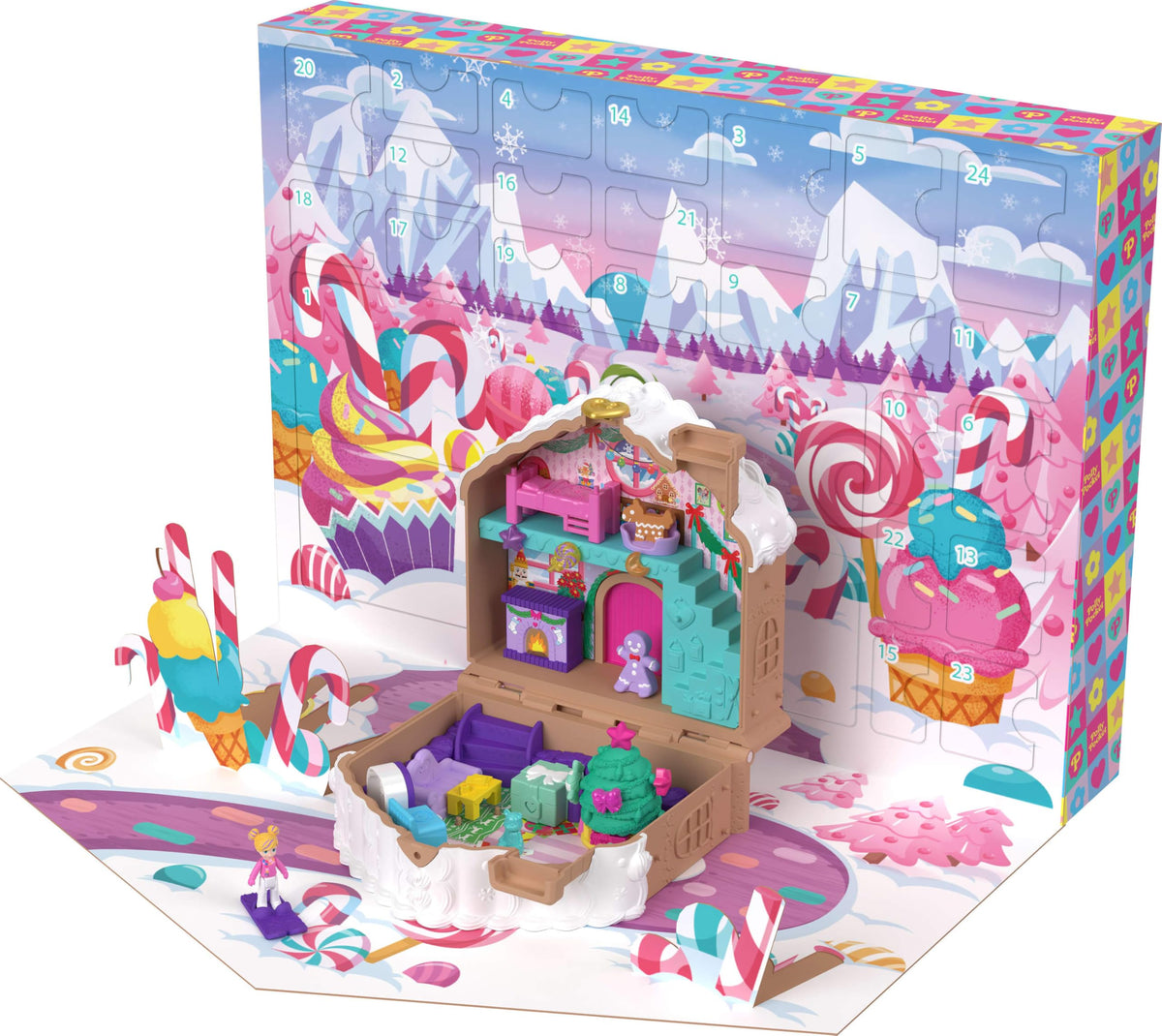 Polly Pocket Advent Calendar gingerbread house exterior ready for festive decoration