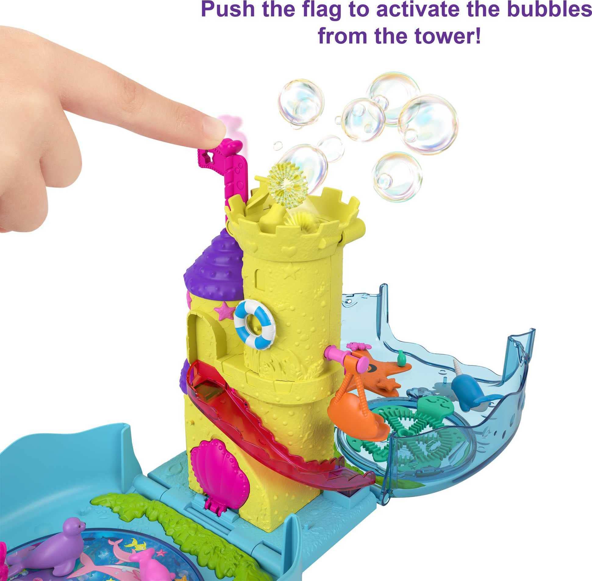 Polly Pocket Bubble Aquarium 18 accessories enrich play with hands-on setup