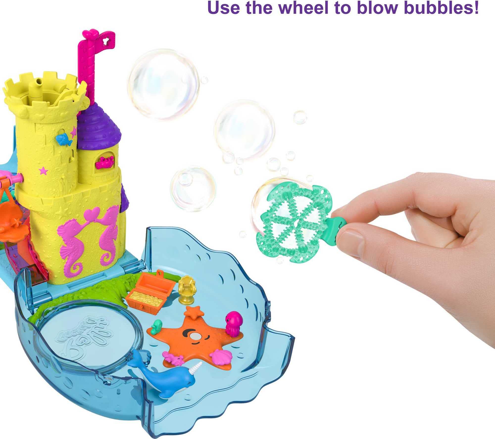 Polly Pocket Bubble Aquarium pop-swap pieces let kids customize the scene