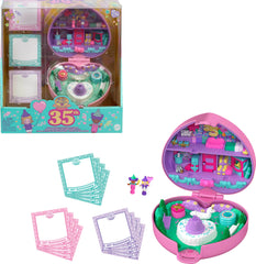 Polly Pocket Collector Heritage Compact with heart exterior, ideal display piece for collectors.