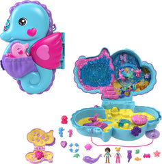 Polly Pocket daddy seahorse purse connects two pods for shared ocean adventures.