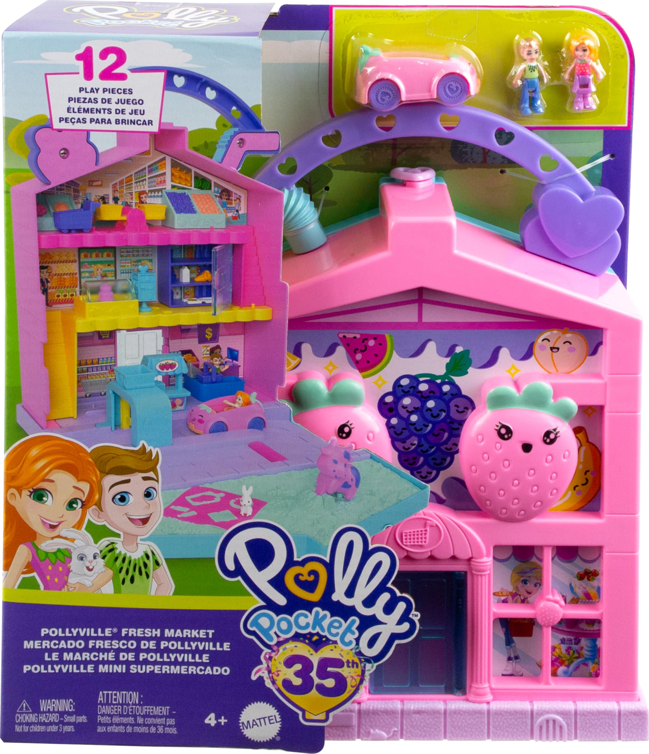Polly Pocket Fresh Market portable design makes travel easy for on-the-go play.