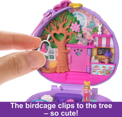 Polly Pocket hanging bird cage adds flying friends to scenes.