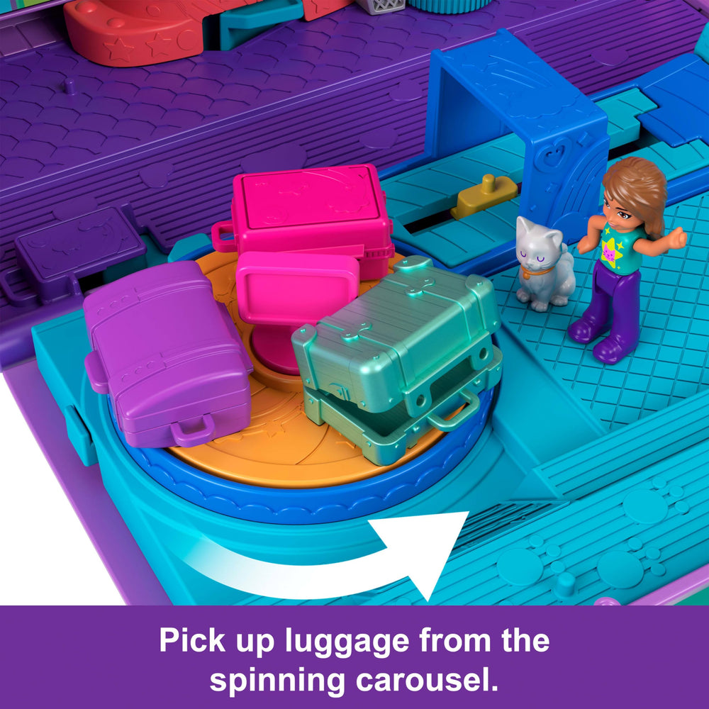 Polly Pocket Kitty Airways snack cart adds role-play moments during journeys.