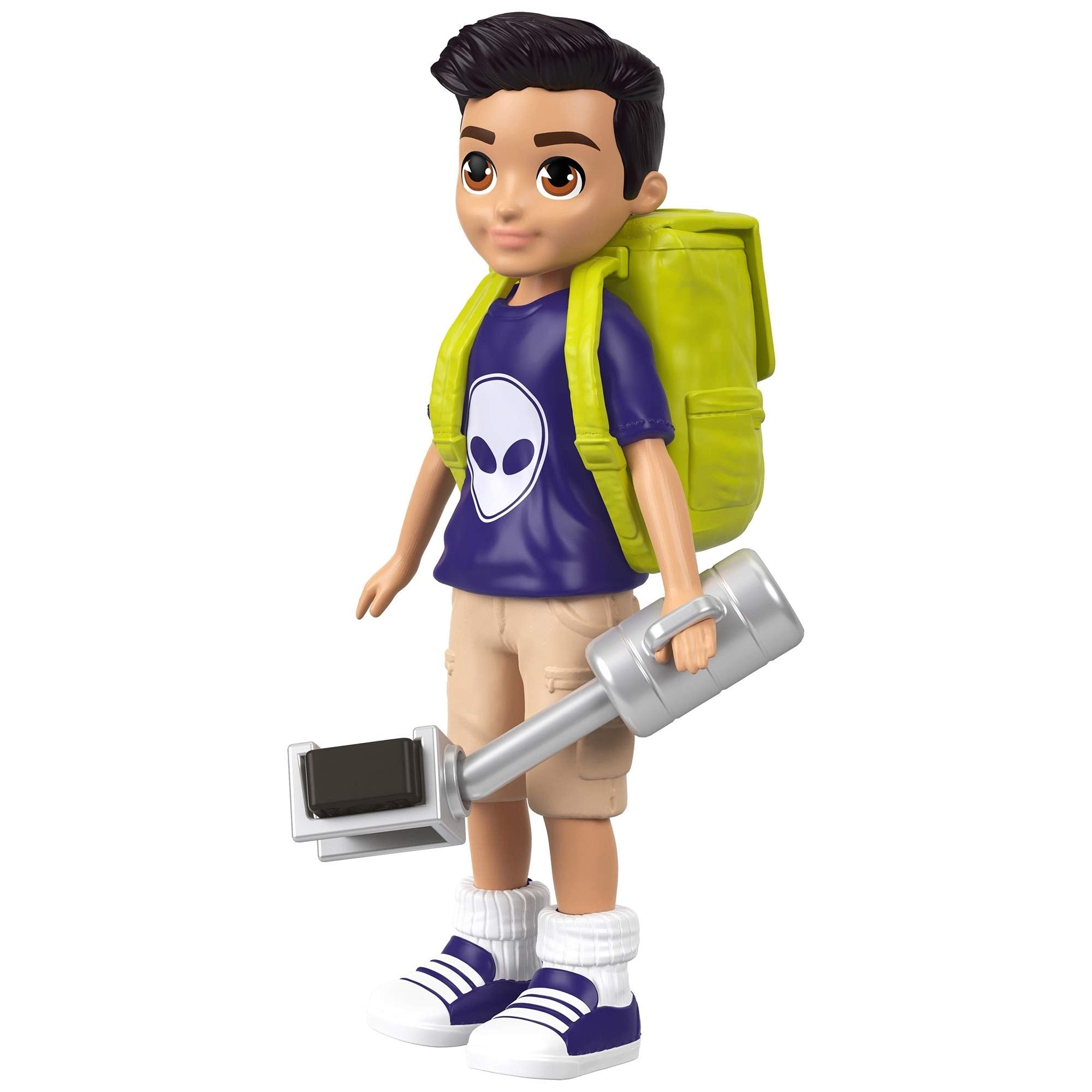 Polly Pocket Nicholas Wells active pose doll ready for on-the-go reporting.