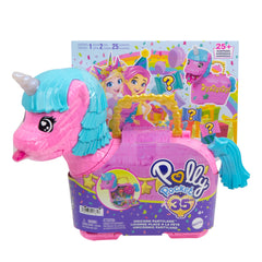 Polly Pocket party cake and balloons for sharing pretend celebrations with friends.