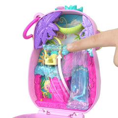 Polly Pocket Pineapple Monkey Compact keychain clip travel friendly.