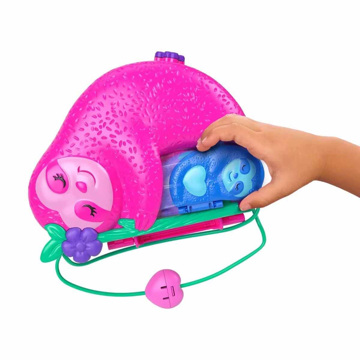 Polly Pocket Sloth 2-in-1 Purse Compact tent hammock creates cozy downtime