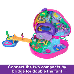 Polly Pocket Sloth 2-in-1 Purse Compact waterfall pool scene invites splashy play
