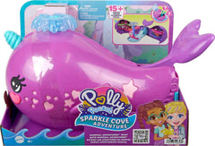 Polly Pocket Sparkle Cove Narwhal Boat ballroom with dance floor for kid-powered performances