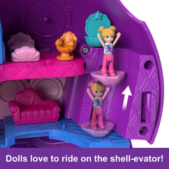 Polly Pocket Sparkle Cove Narwhal Boat mini golf with spinning windmill for tiny-shot practice