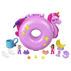 Polly Pocket Sparkle Cove wearable strap makes the set easy to carry.