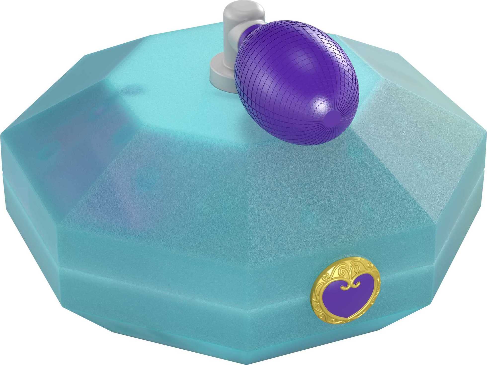 Polly Pocket Stick technology lets dolls attach anywhere on the compact