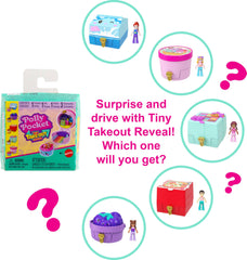 Polly Pocket Tiny Take Out Reveal cherry-pie compact opens to a dessert themed world.