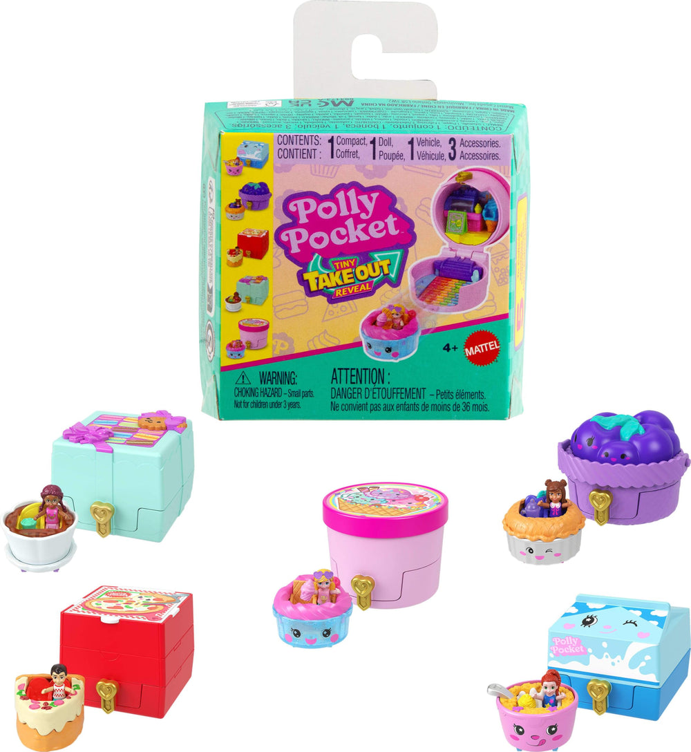 Polly Pocket Tiny Take Out Reveal pancake vehicle fuels imaginative play and storytelling.