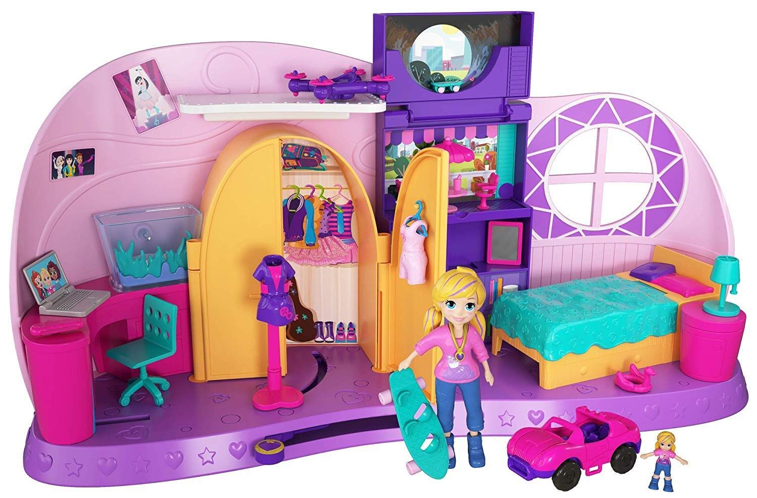 Polly Pocket Transformation Playset room reveal with micro play areas for imaginative adventures.