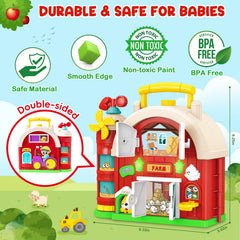 Polokping farm busy board includes 10 animals to inspire pretend play.