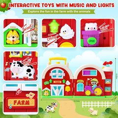 Polokping farm busy board features slides and squeezes to build motor control.