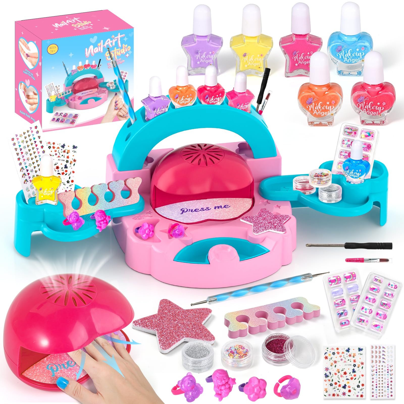 Polokping kids nail art kit case showing organized storage for on-the-go creativity.