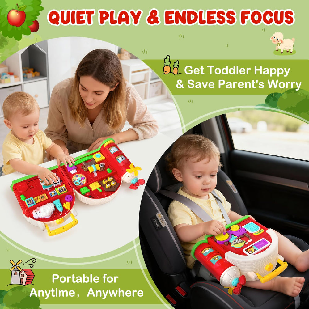 Polokping portable busy board with handle is great for travel and quiet play.