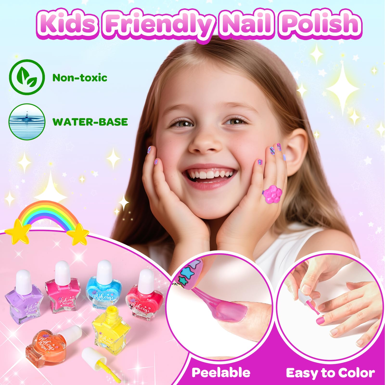 Polokping twenty fake nails ready for quick, sparkly manicure looks.