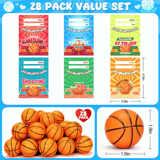 Polokping valentines card with mini foam basketballs for kids' classroom gift