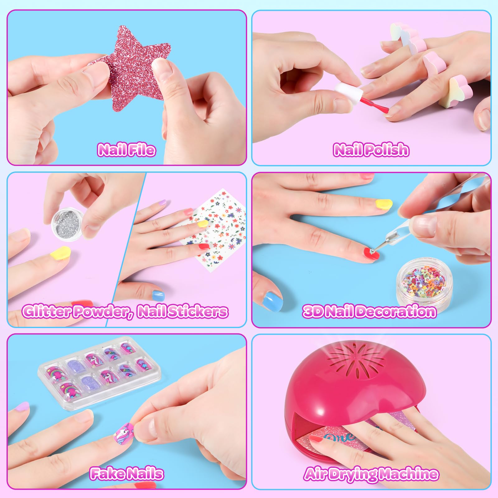 Polokping water-based nail polish bottles arranged for colorful, washable fun.