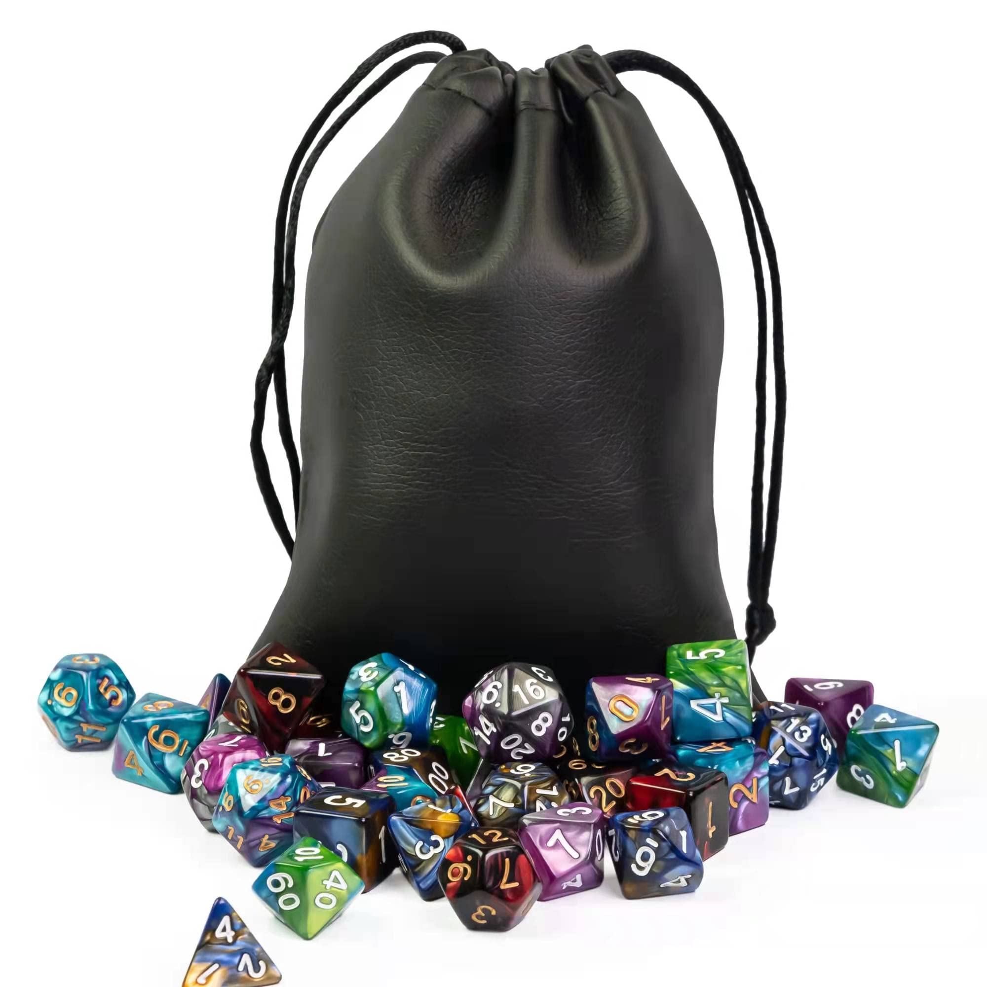 Poludie DND dice set on table, emphasizing readability during sessions.