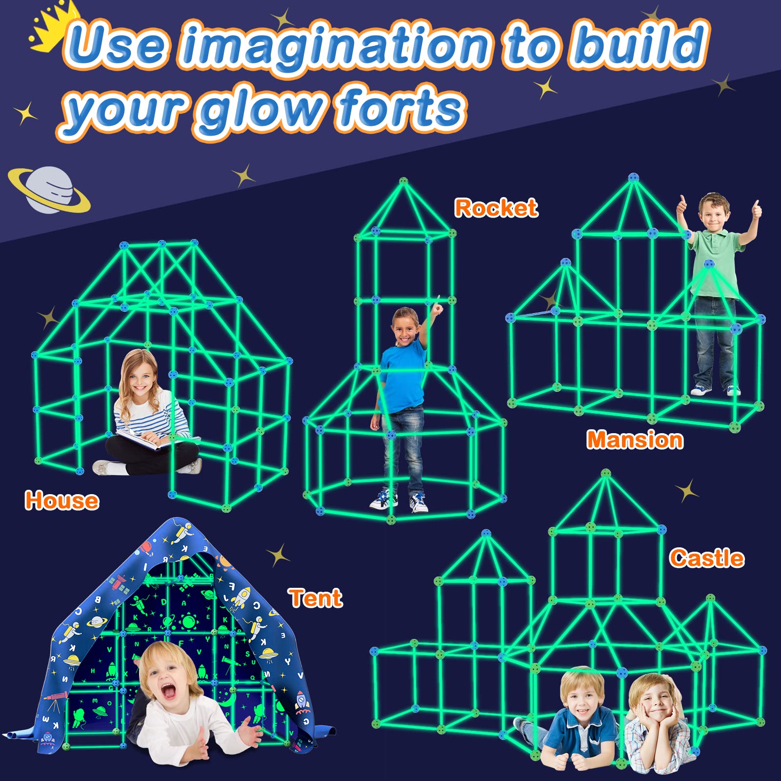 Pomasy versatile kit for indoor and outdoor fort-building play.