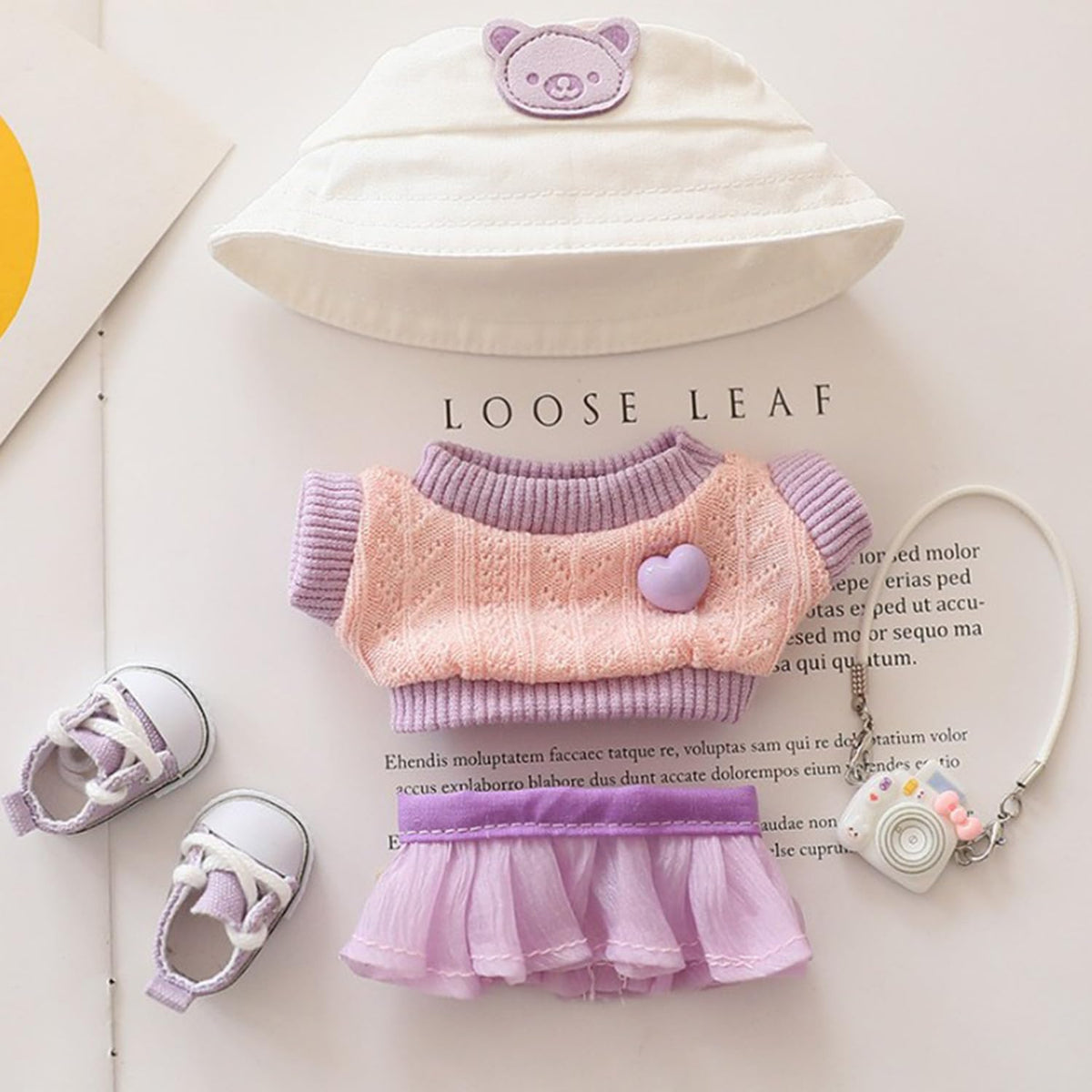 Poneneo 17cm doll clothes set with purple hat for stylish play and display