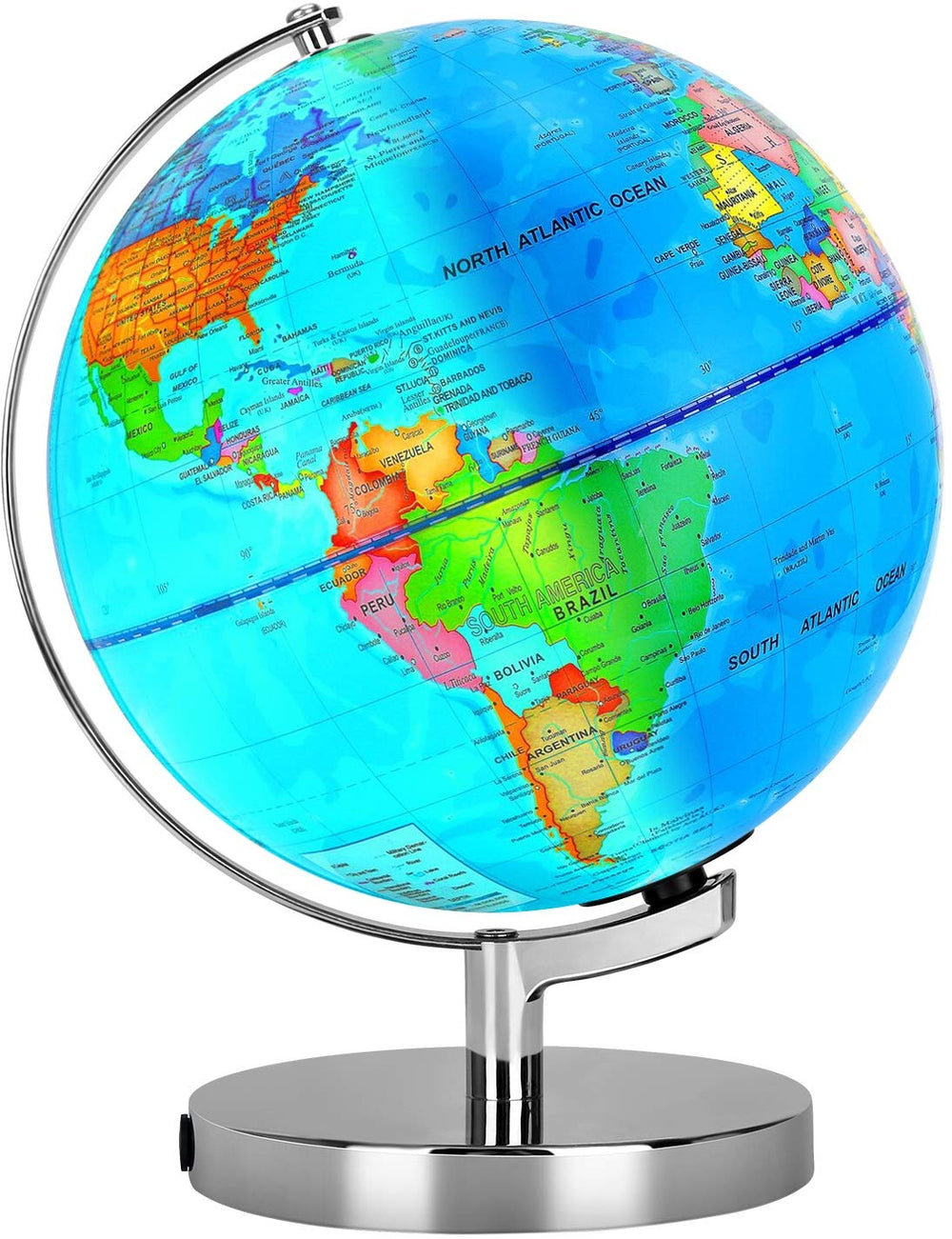 POOCCI 6in1 illuminated globe daytime view shows a bright, clear map for discovery.