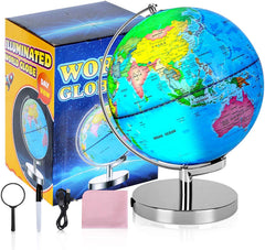 POOCCI rewritable surface on the globe for marking routes and notes.