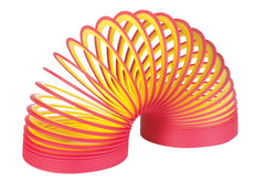Poof Neon Plastic Slinky in green-yellow glows and stretches for classic, tactile play.