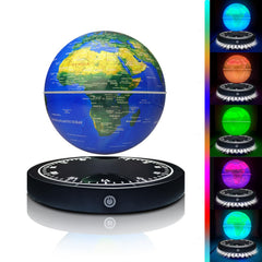 Poojaed floating globe on its base, levitating for a striking desk display.